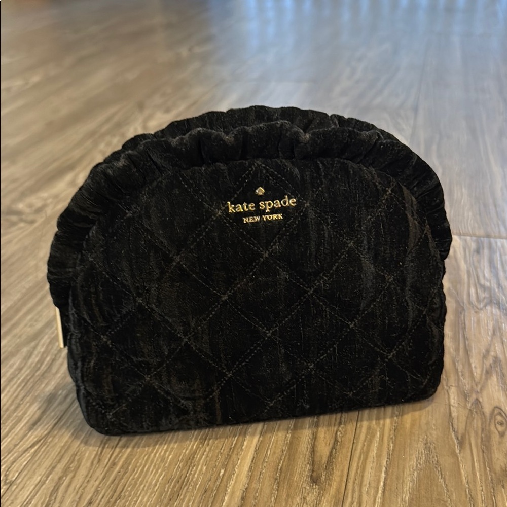 Kate Spade Black Quilted Velvet Pouch